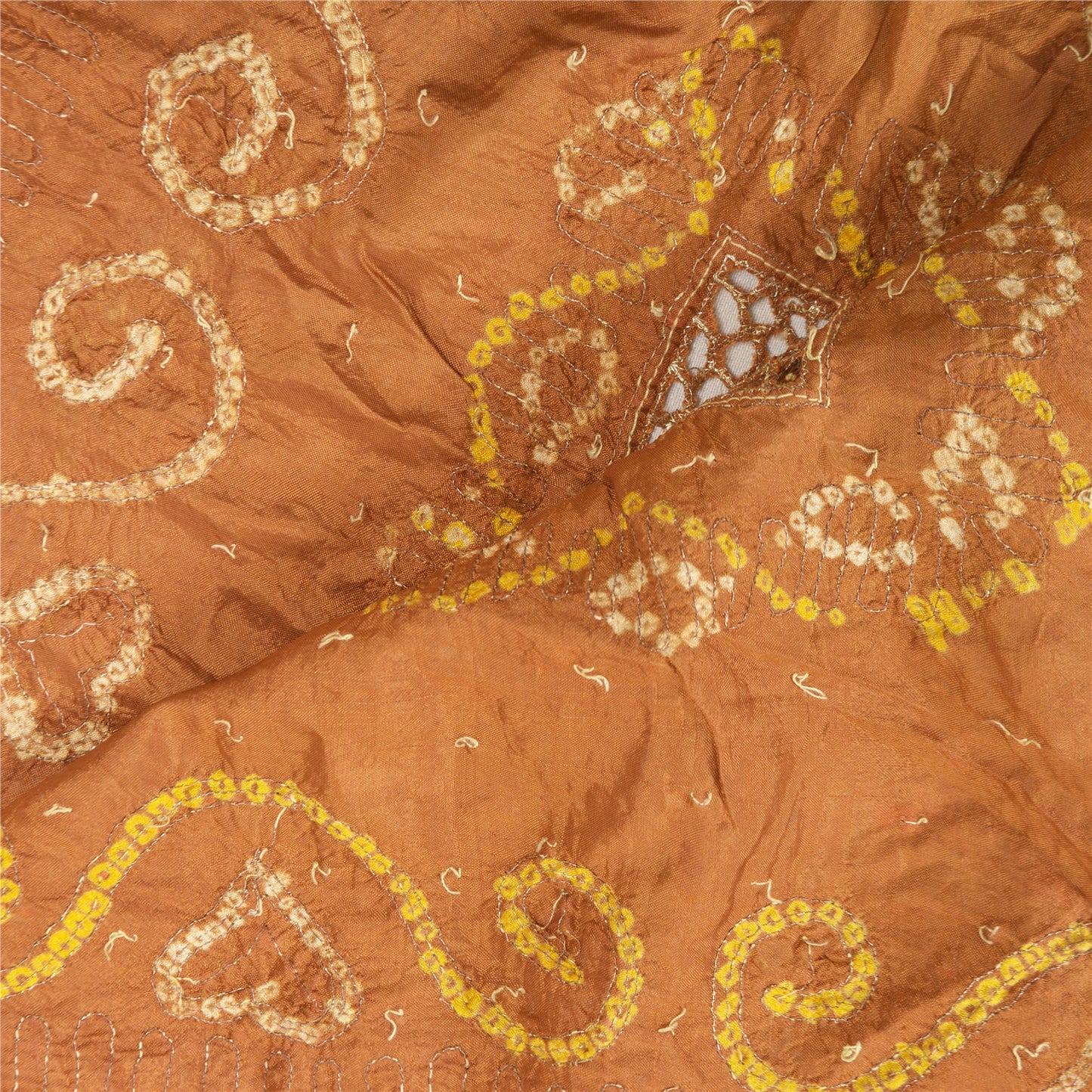 Sanskriti Vintage Indian Brown Dupatta 100% Pure Silk Hand Embroidered Stole