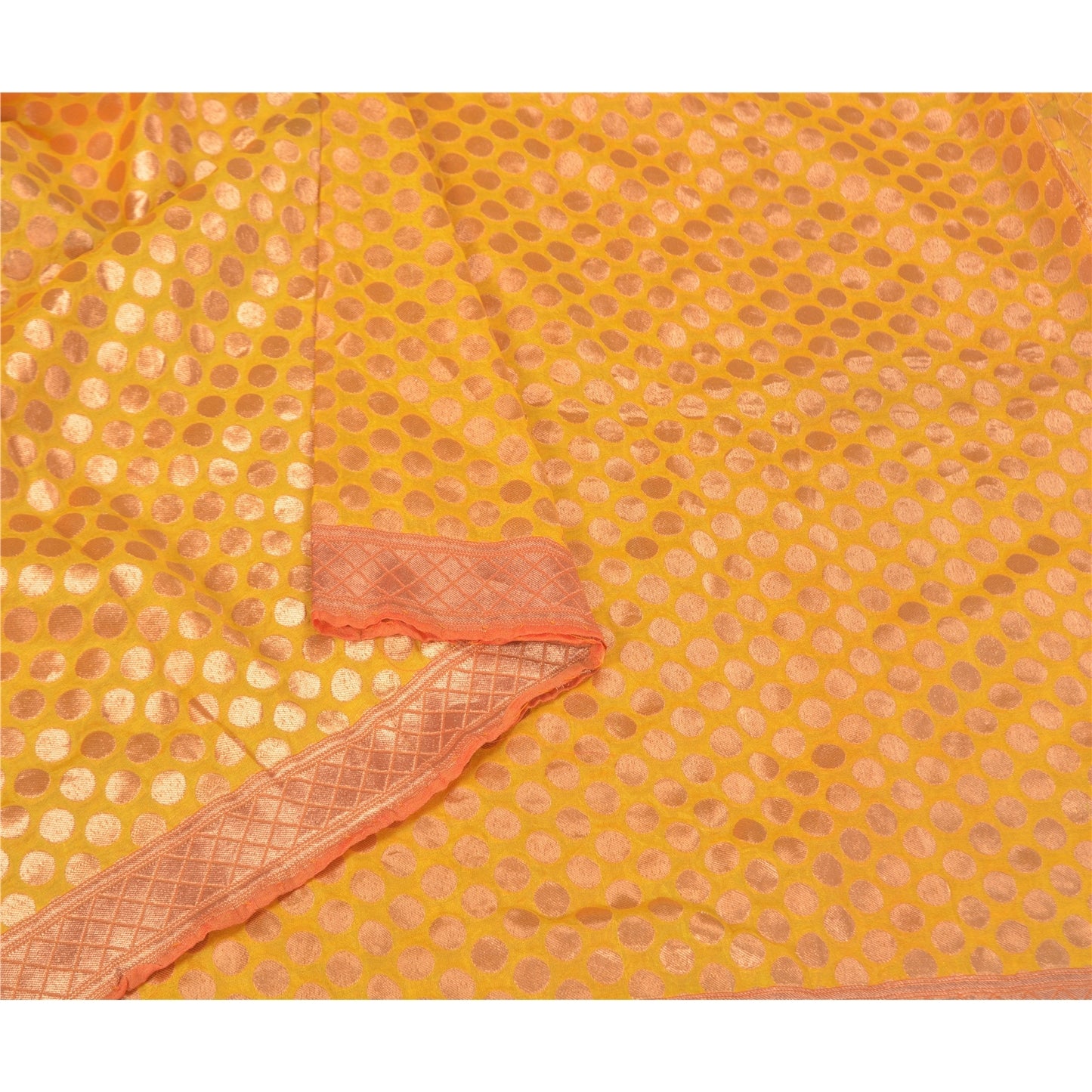 Санскритские винтажные тяжелые шарфы-дупатта из шелка желтого цвета из парчи Zari для вечеринок