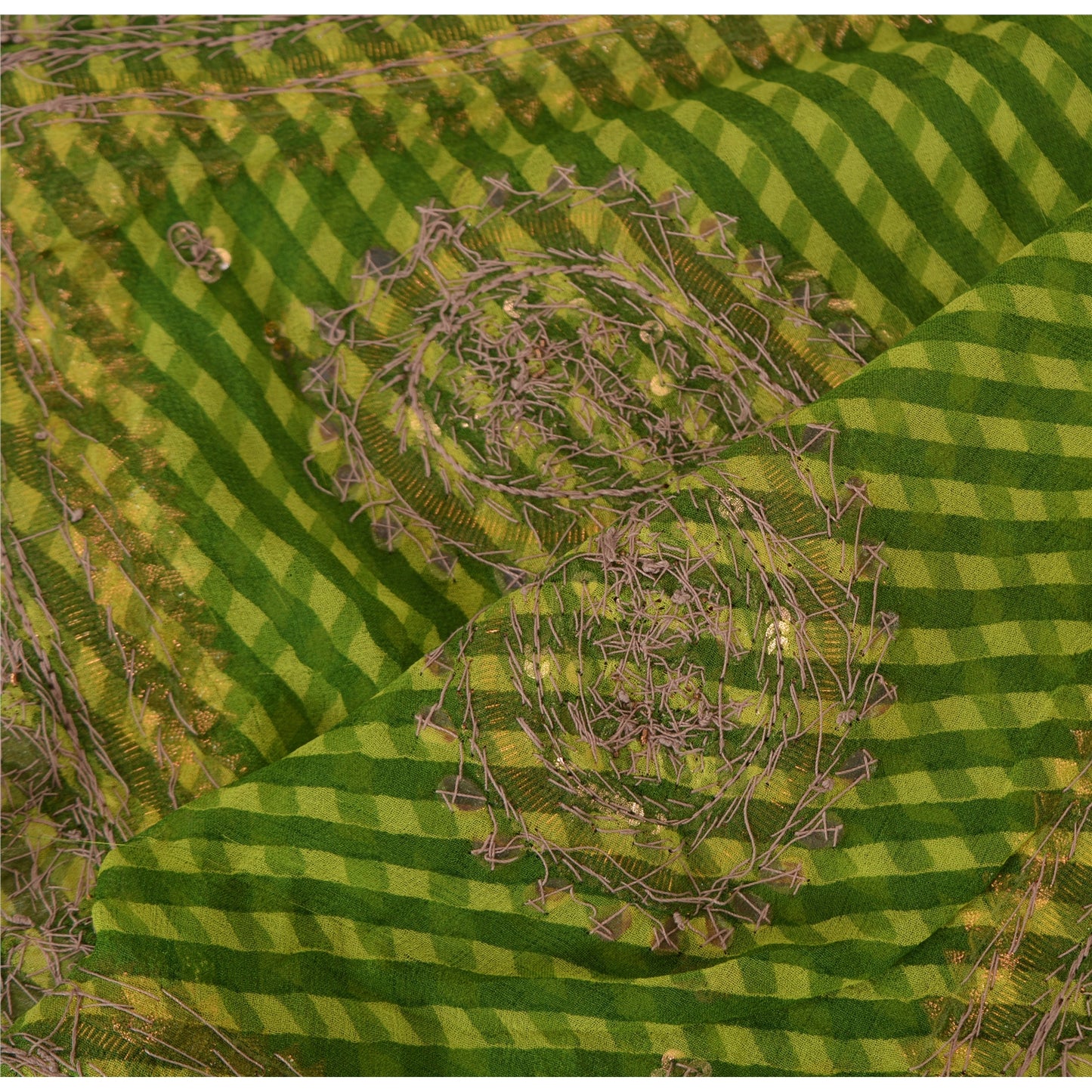 Sanskriti Vintage Long Dupatta Green Pure Georgette Hand Beaded Zardozi Stole