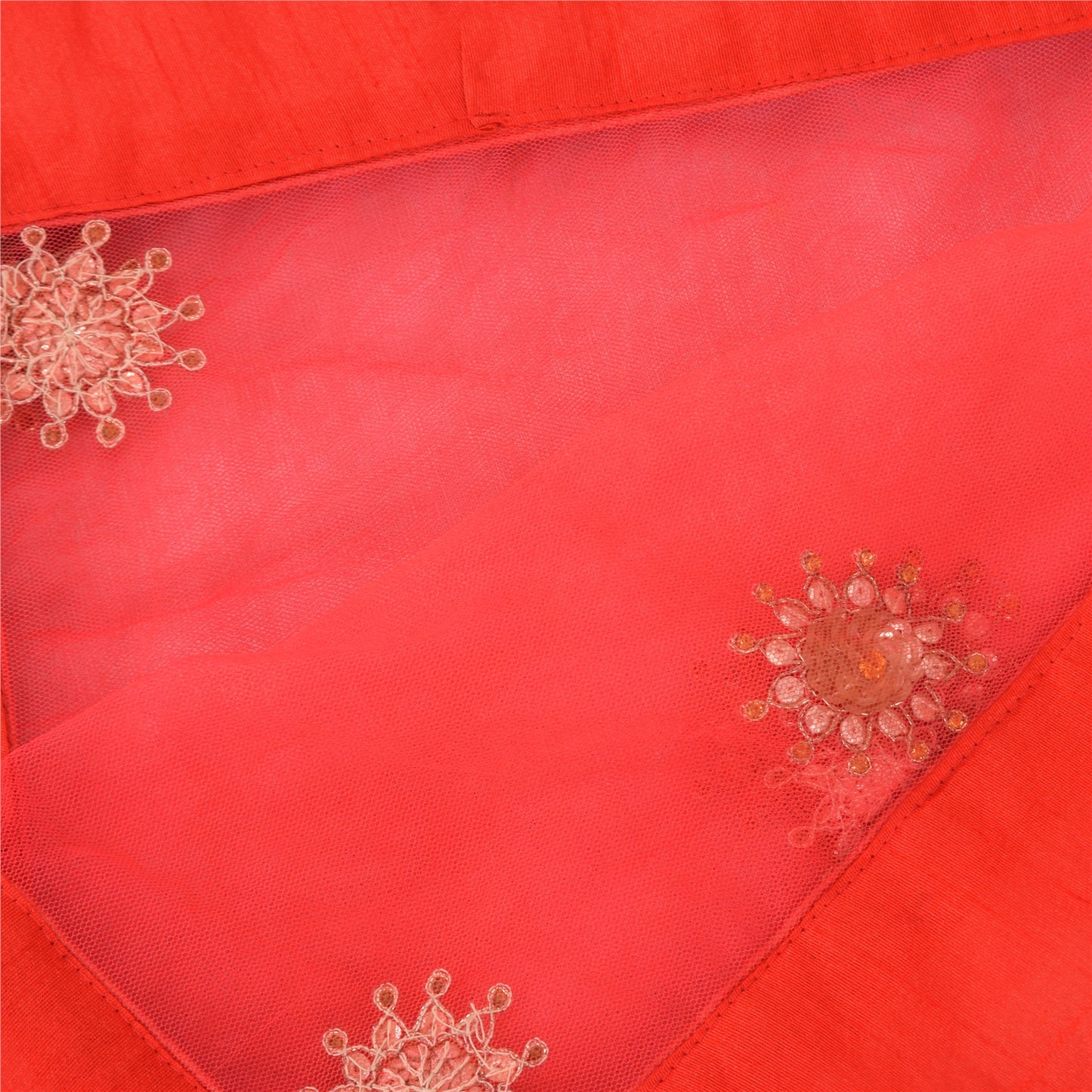 Sanskriti Vintage Red Dupatta Long Stole Pure Silk Hand Beaded Premium Wrap Veil