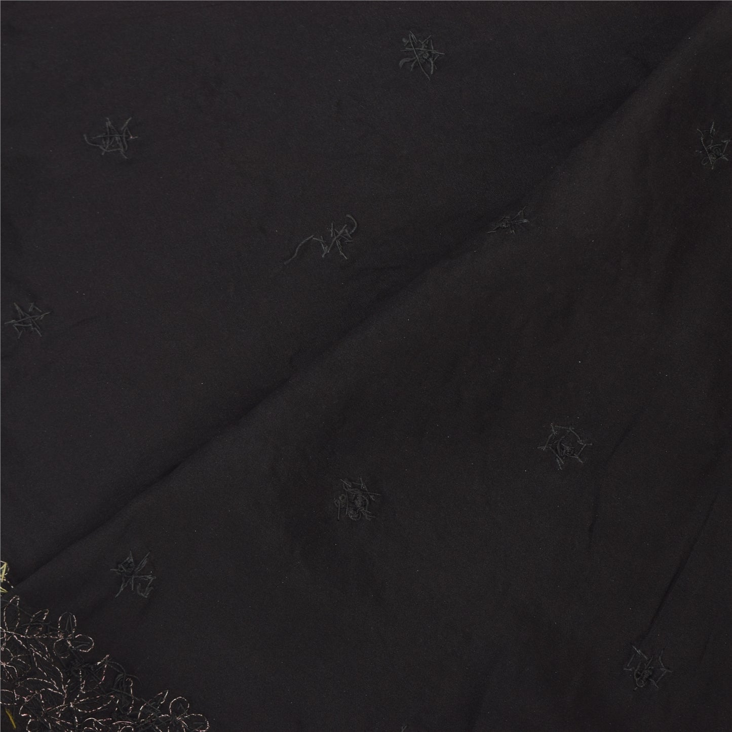 Sanskriti Vintage Black Dupatta Long Stole Pure Silk Hand Beaded Premium Scarves