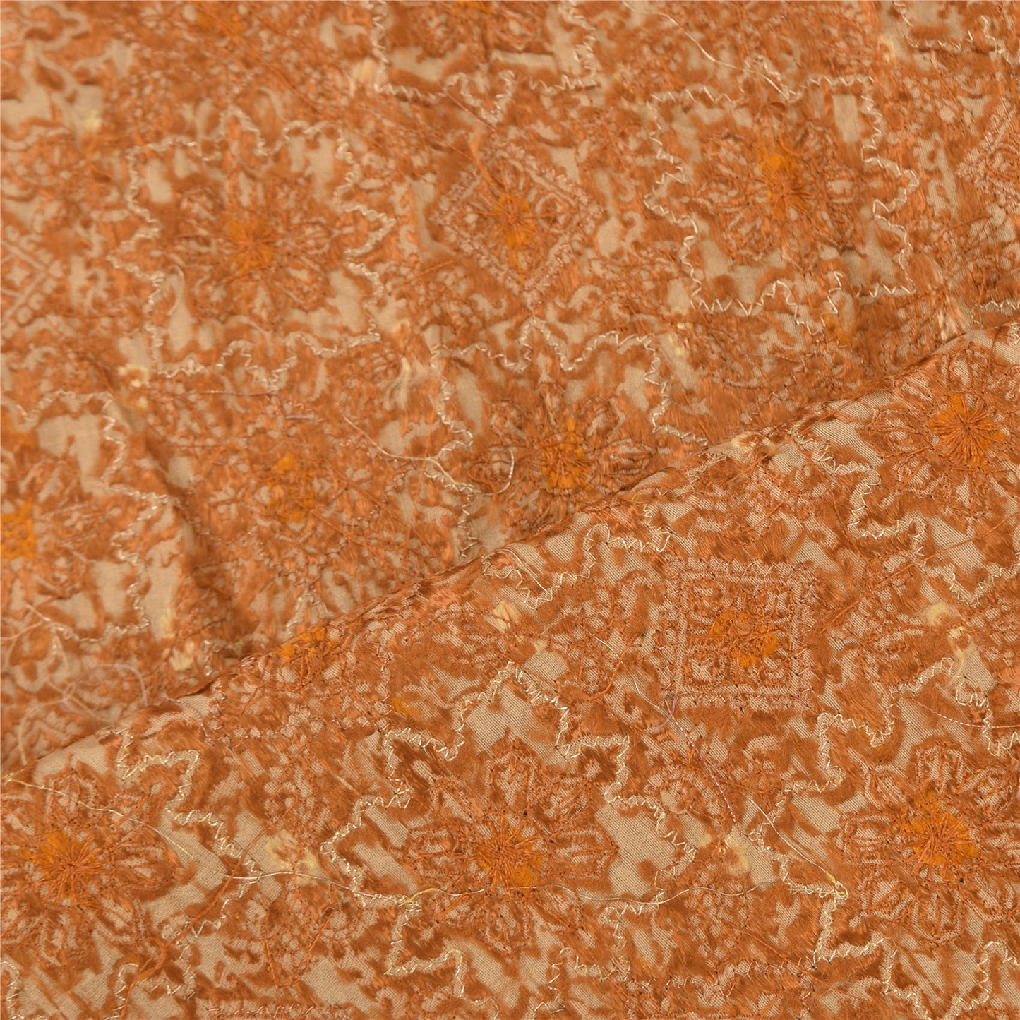 Sanskriti Vintage Cream Dupatta Long Stole Pure Silk Embroidered Premium Scarves