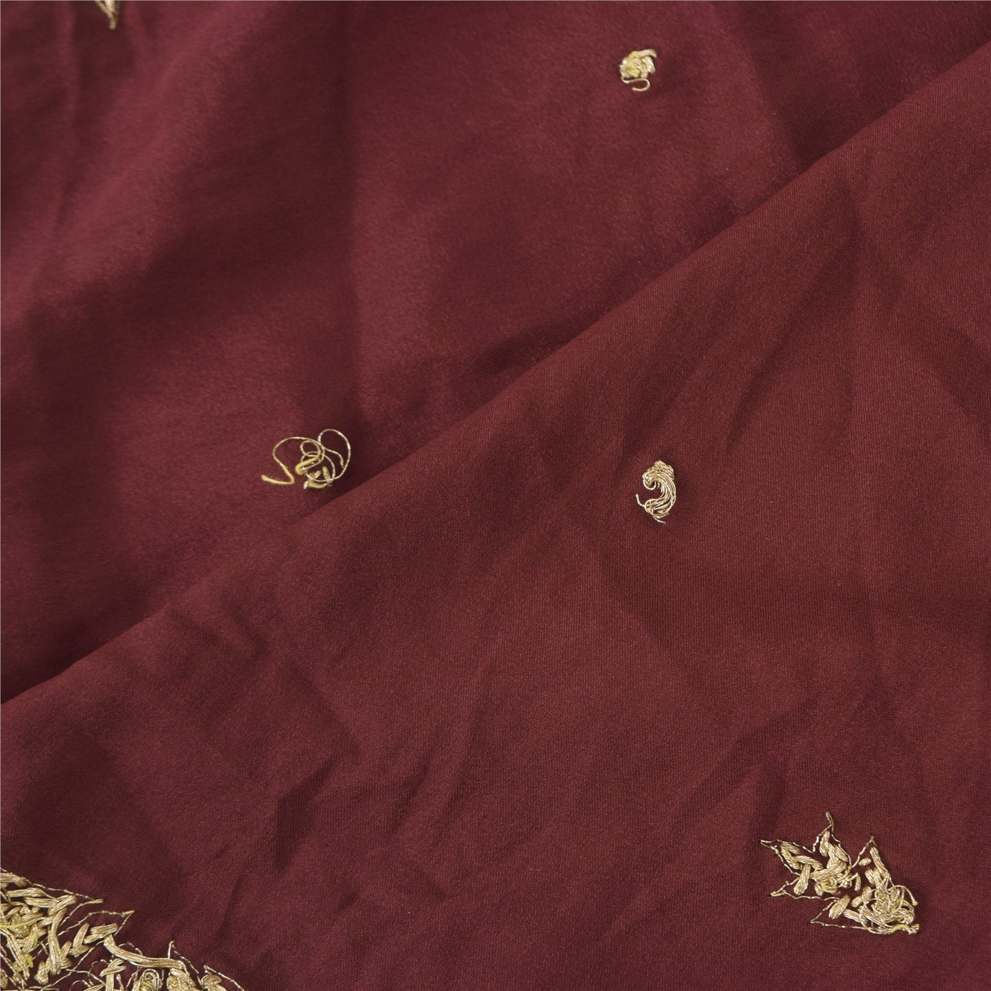 Sanskriti Vintage Brown Dupatta Long Stole Art Silk Hand Beaded Premium Scarves