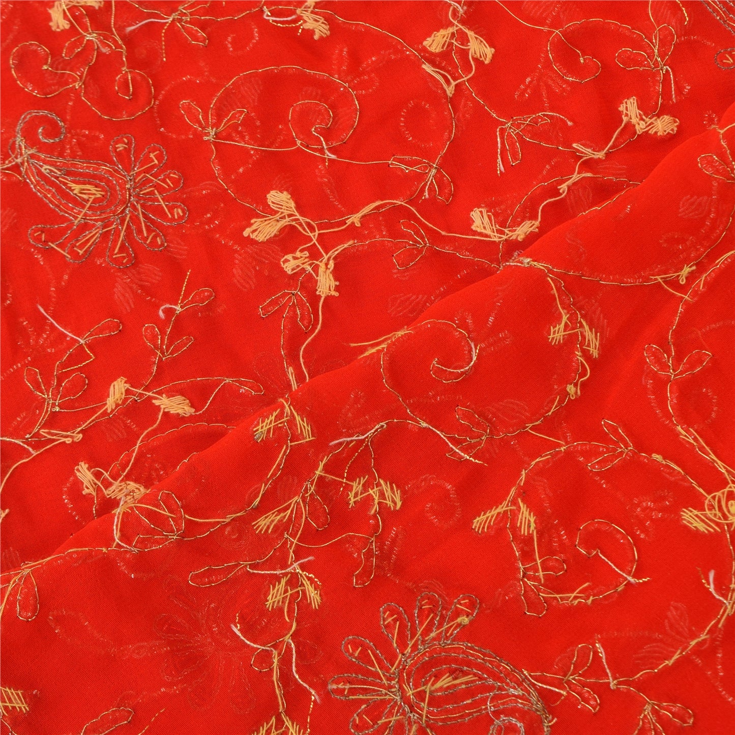 Sanskriti Vintage Orange Dupatta Long Stole Art Silk Embroidered Premium Scarves