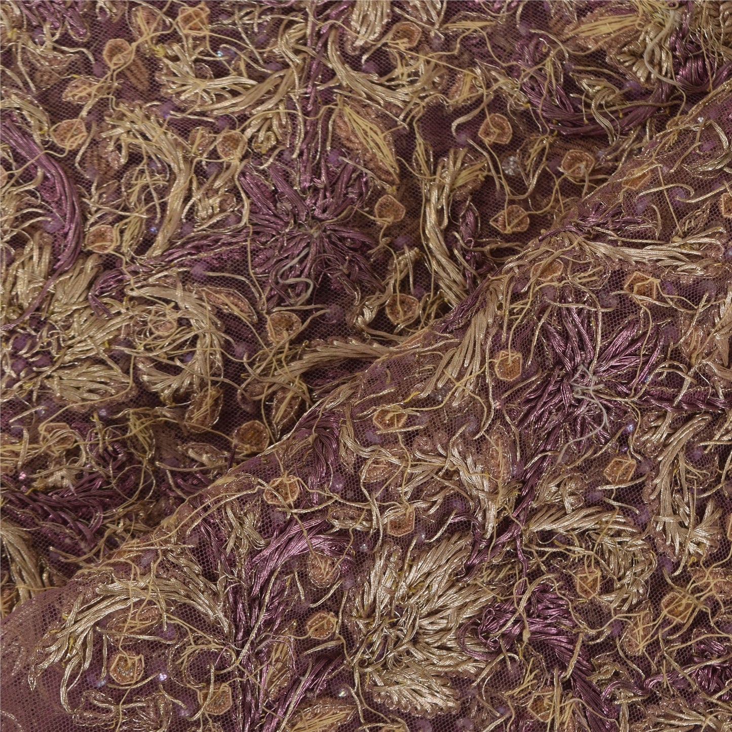 Sanskriti Vintage Pink Dupatta Long Stole Net Mesh Hand Beaded Premium Wrap Veil