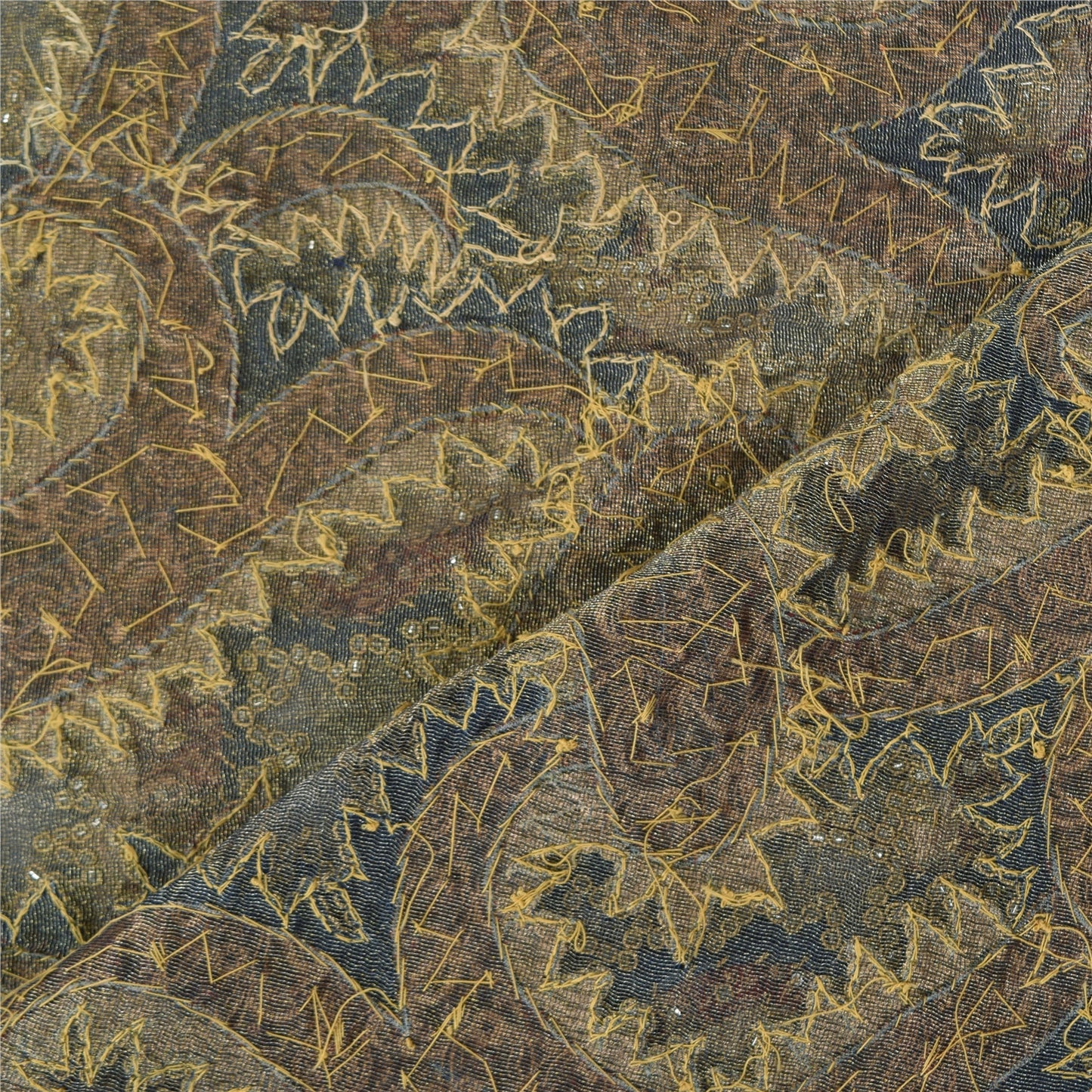 Sanskriti Vintage Gray Dupatta Long Stole Net Hand Beaded Premium Wrap Scarves