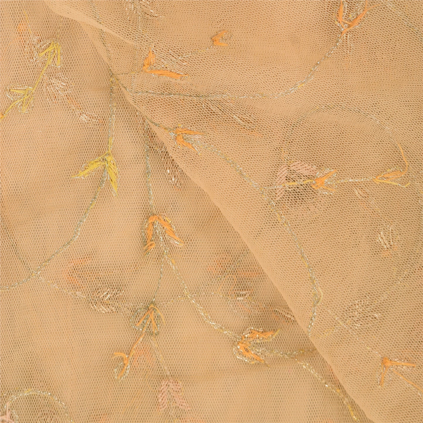 Sanskriti Vintage Cream Dupatta Long Stole Net Mesh Hand Beaded Premium Scarves