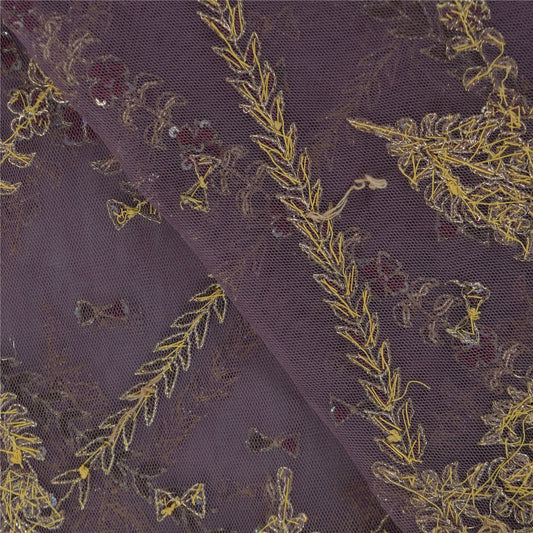 Sanskriti Vintage Lilac Net Dupatta: Hand-Beaded Zardozi Stole, Indian Scarf Bollywood stoleFor Dressmaking,Craft Supplies,Upcyclers,Decor