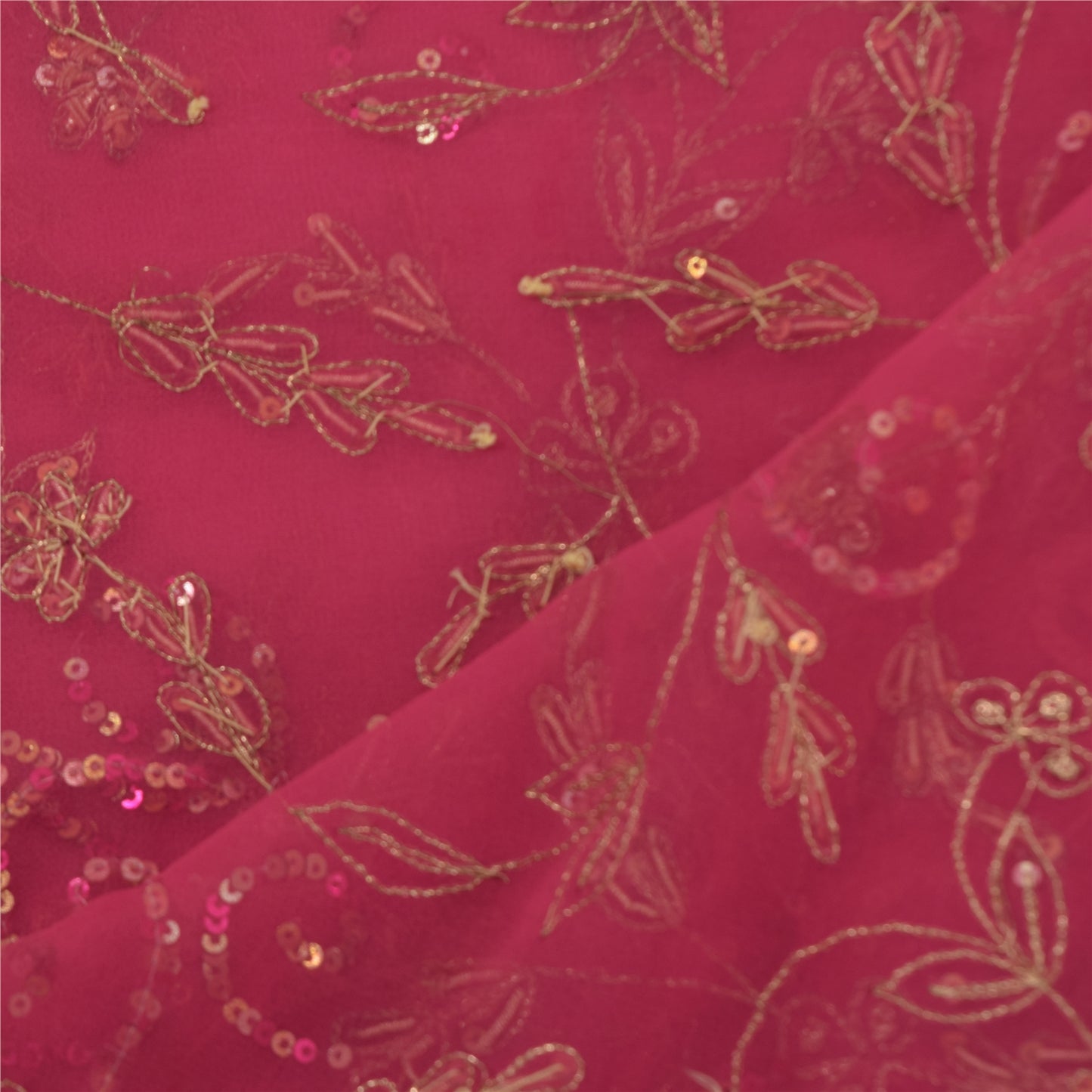 Sanskriti Vintage Pink Dupatta Long Stole Georgette Hand Beaded Premium Scarves