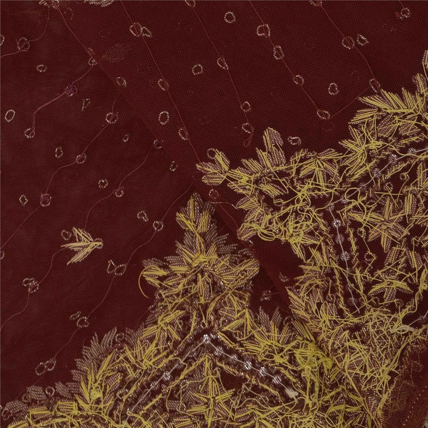 Sanskriti Vintage Red Dupatta Long Stole Net Mesh Hand Beaded Premium Wrap Veil