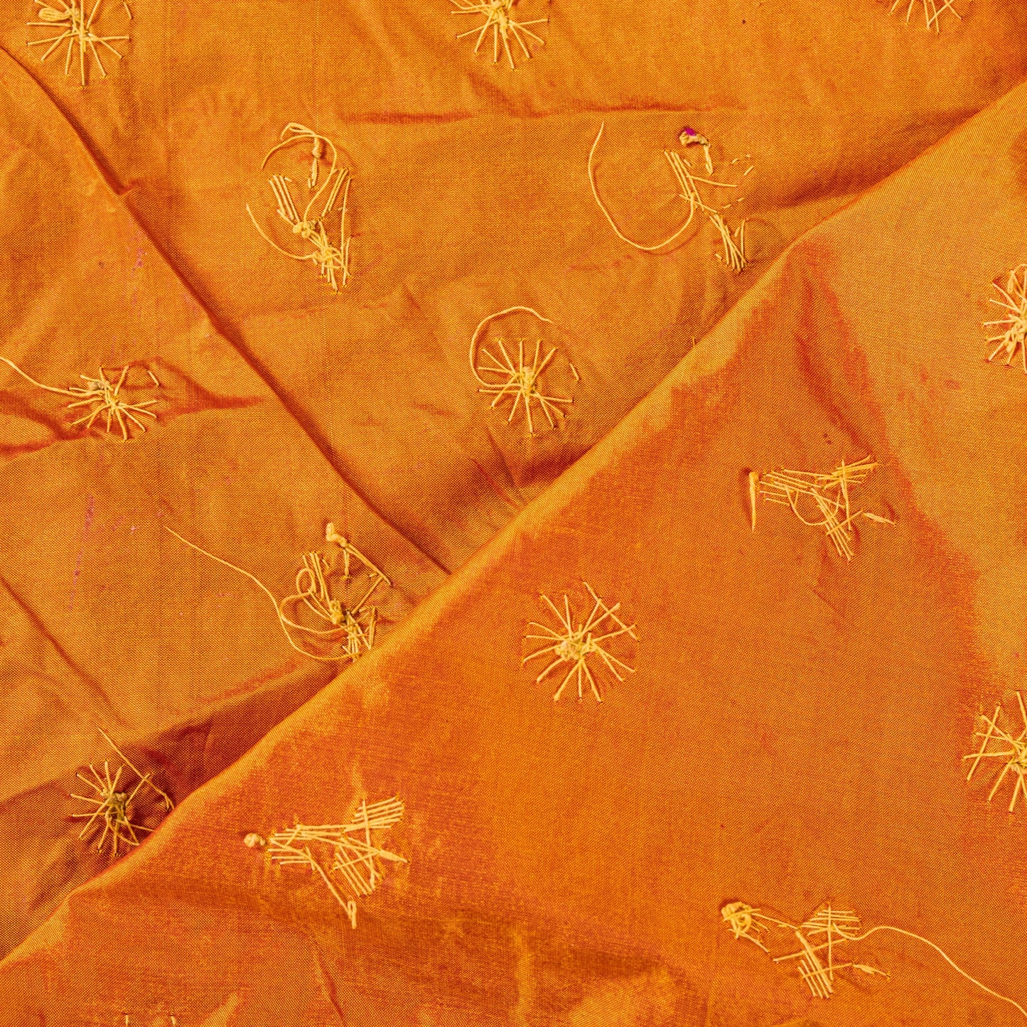 Sanskriti Vintage Saffron Pure Silk Dupatta/Stole Hand Embroidery Zardozi Ethnic