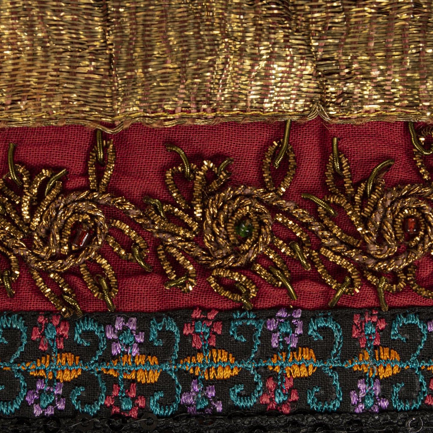 Sanskriti Vintage Yellow Pure Crepe Dupatta/Stole Dabka-Fabric Patch-Print Veil