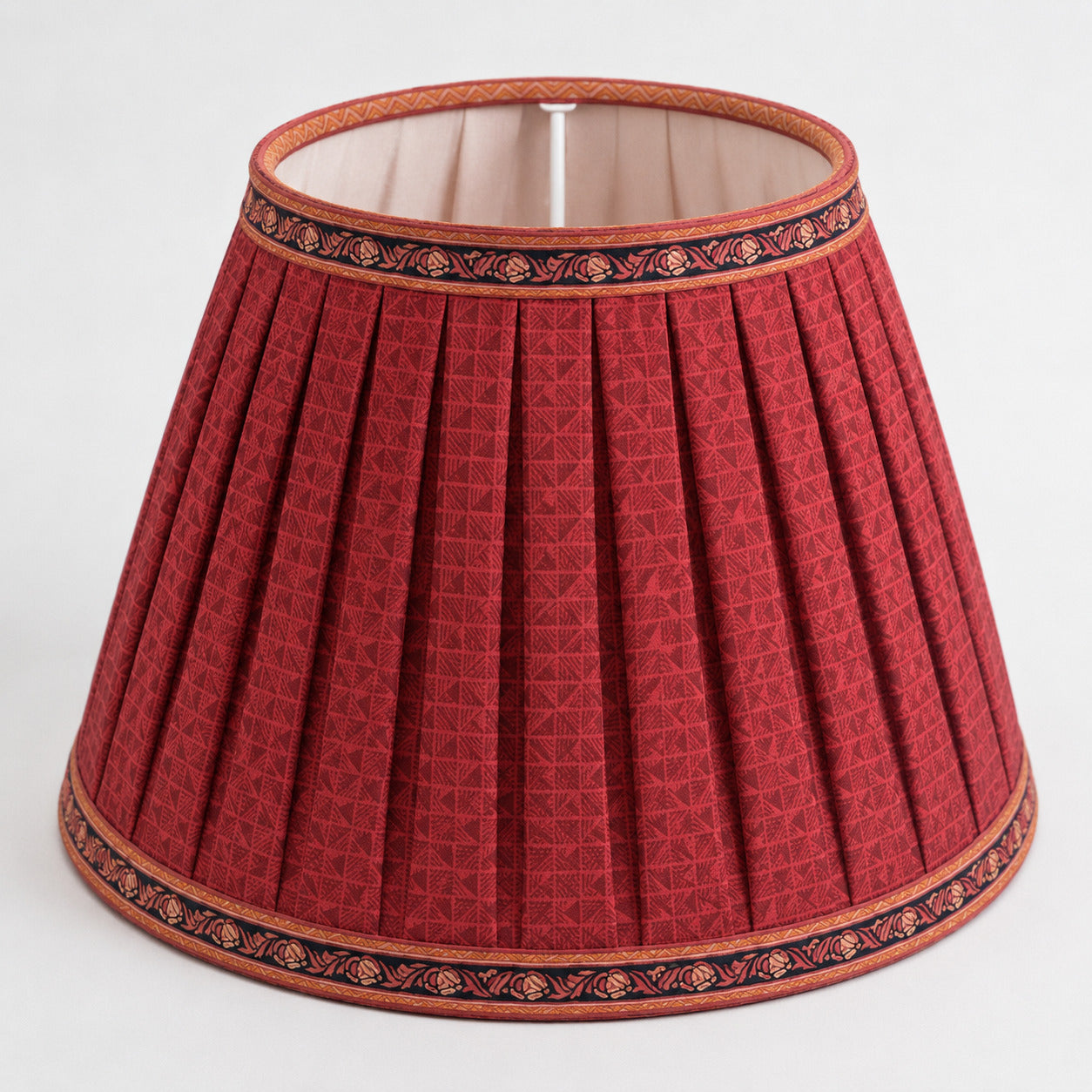 Sanskriti Handmade Lamp Red Pure Silk Vintage Saree Upcycled Gathered/Pleated