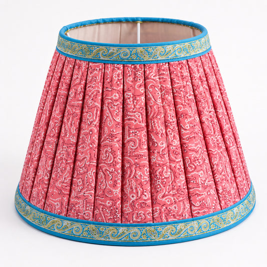 Sanskriti Handmade Lamp Pink Pure Silk Vintage Sari Upcycled Gathered/Pleated