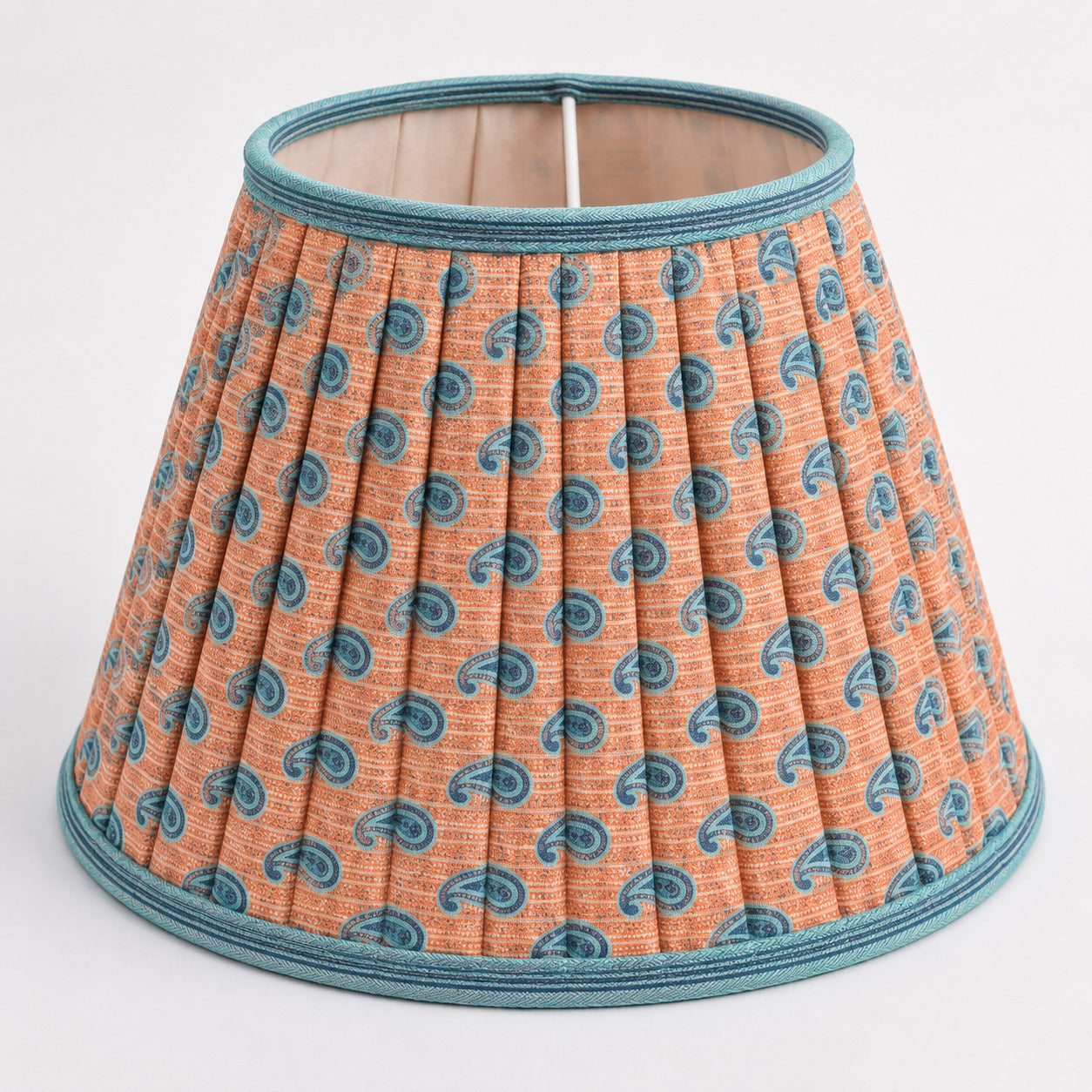 Sanskriti Handmade Lamp Peach Pure Silk Vintage Sari Upcycled Gathered/Pleated