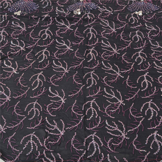 Sanskriti Vintage Indian Sarees Georgette Lehenga Sari Hand Beaded Pre Stitched