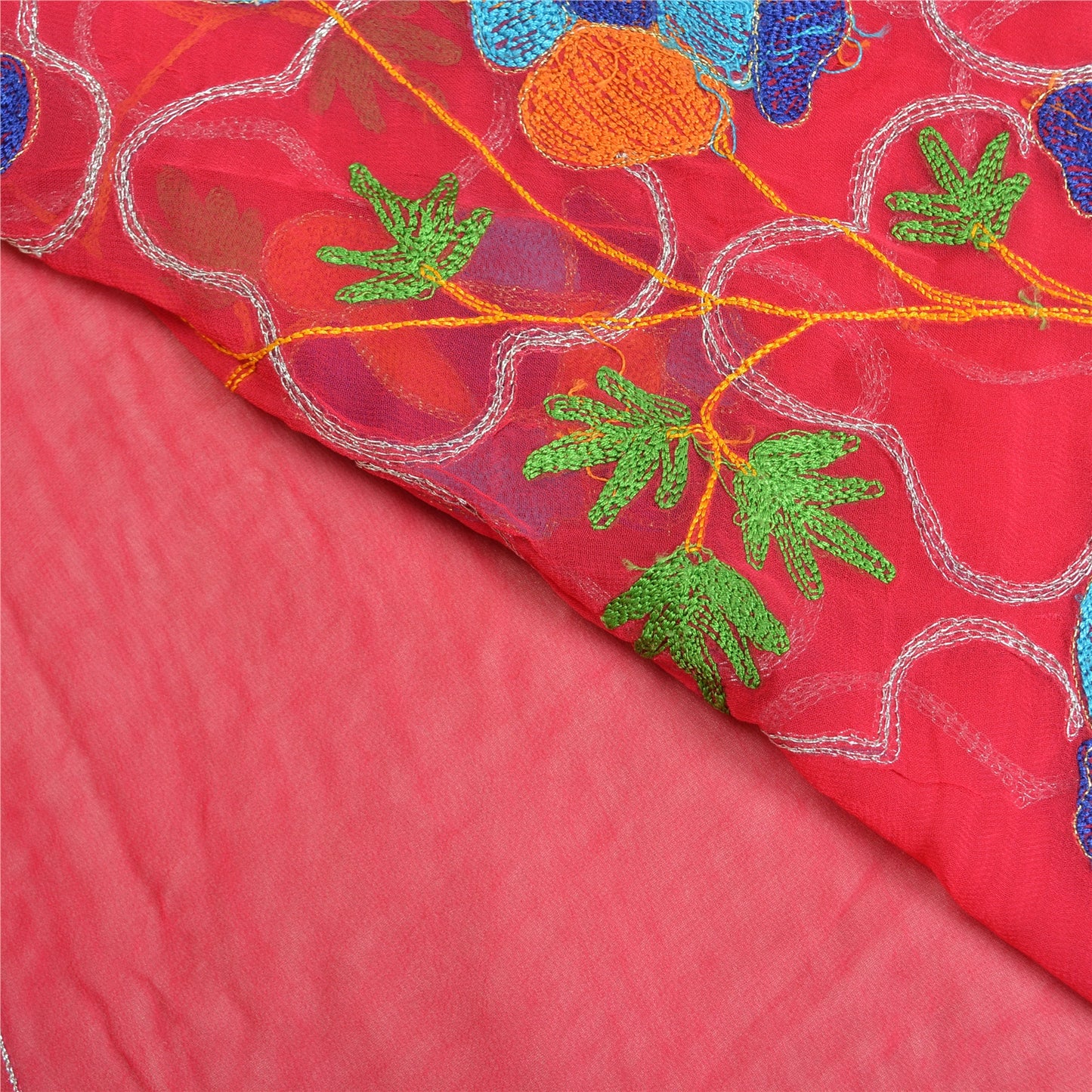 Sanskriti Vintage Pink Sarees Blend Georgette Håndperlet Premium Sari Bæredygtigt Stof