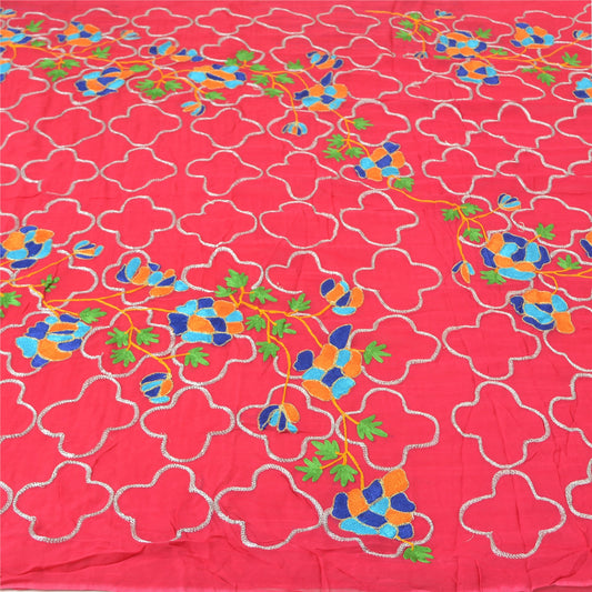 Sanskriti Vintage Pink Sarees Blend Georgette Hand Beaded Premium Sari Sustainable Fabric