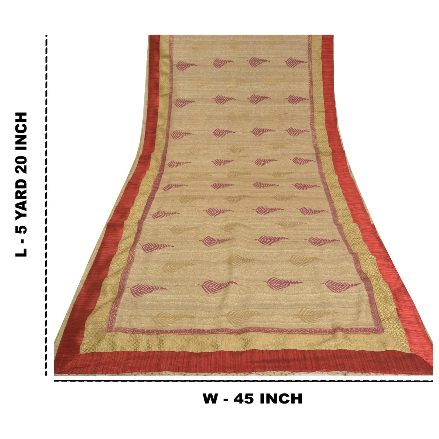 Sanskriti Vintage Ivory Indian Sarees 100% Pure Handloom Silk Woven Sari Sustainable Fabric