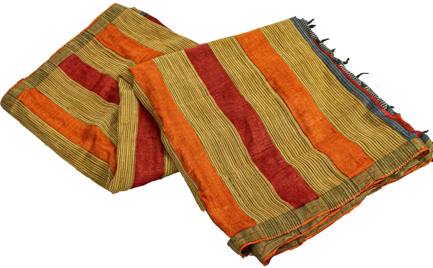 Sanskriti Vintage Heavy Sari Ferskenfarvet Uldvævet Trykt Bæredygtigt Stof Blød 5 Yard Sari