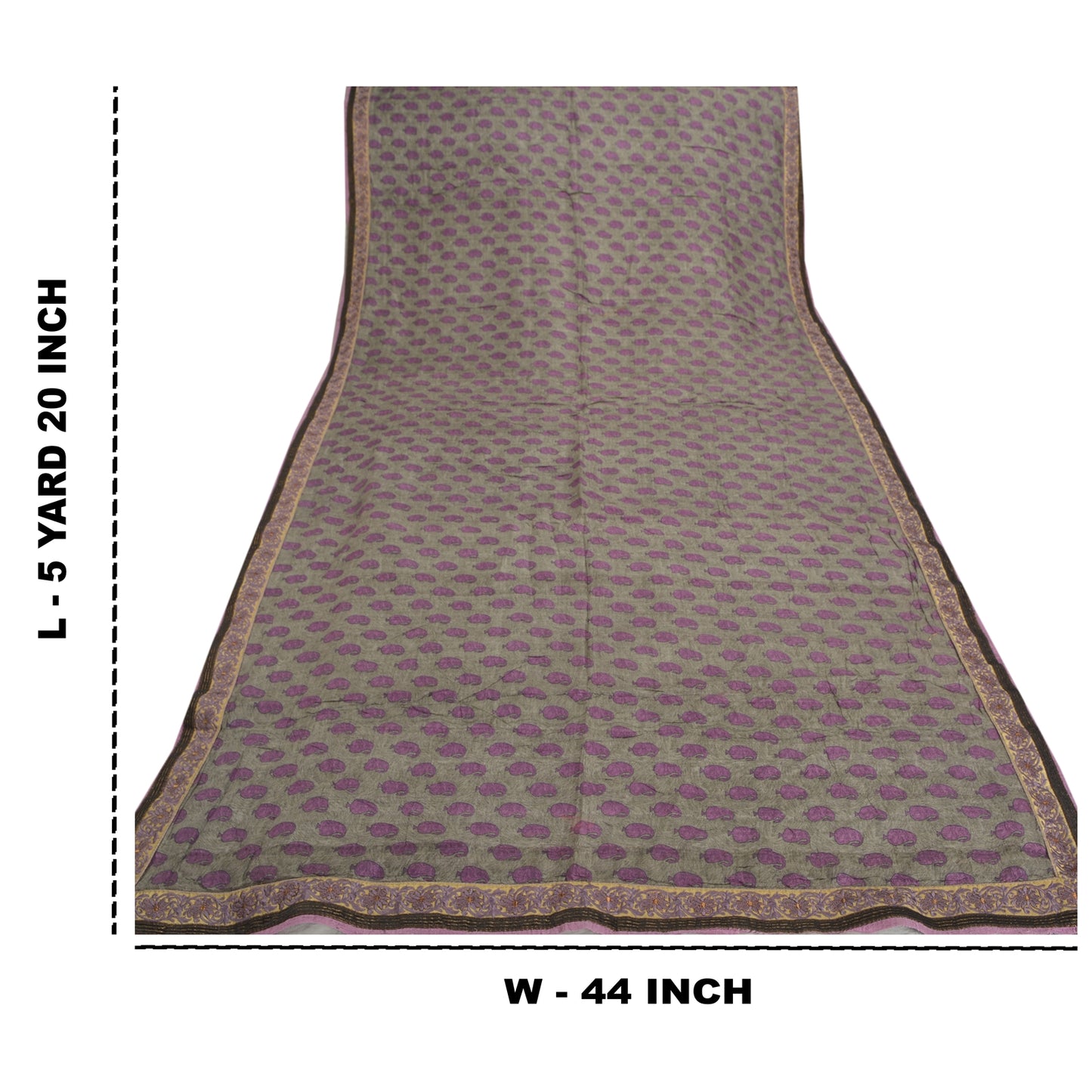 Sanskriti Vintage Indian Sarees Pure Tussar Silk Green Embroidered Sari Sustainable Fabric