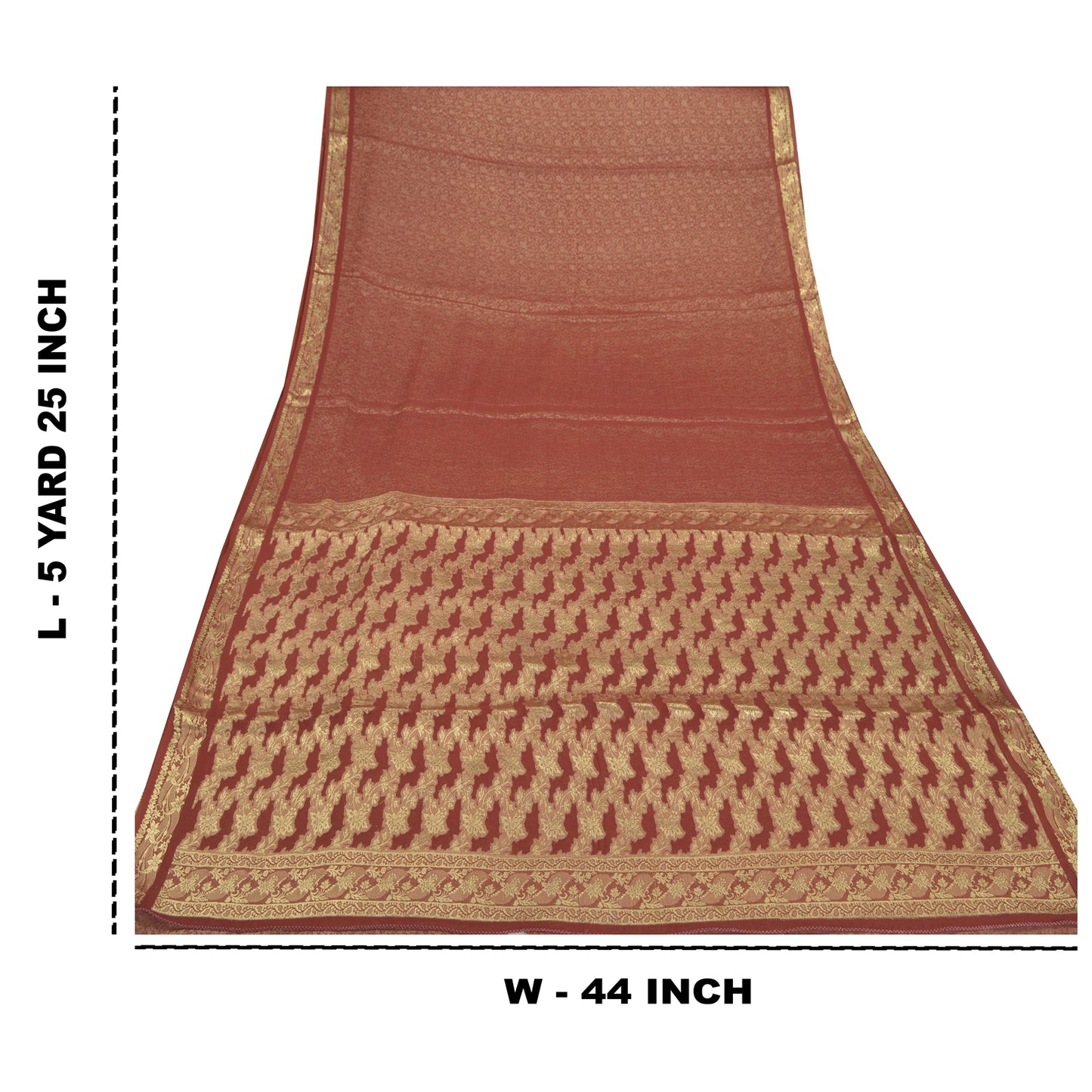 Sanskriti Vintage Rusty Red Indian Sarees Pure Georgette Silk Woven Sari Sustainable Fabric