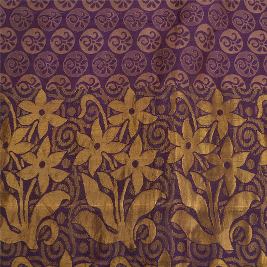 Sanskriti Vintage Purple Indian Sarees100% Pure Silk Woven Premium Sari Fabric