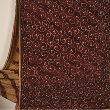 Load image into Gallery viewer, Sanskriti Vintage Brown Indian Sarees Pure Silk Hand Embroidered Sari Fabric
