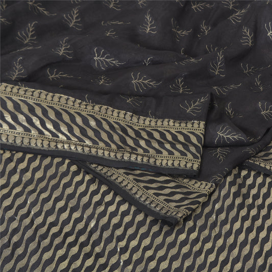 Sanskriti Vintage Black Sarees Pure Silk Hand Woven Premium Sari Craft Sustainable Fabric