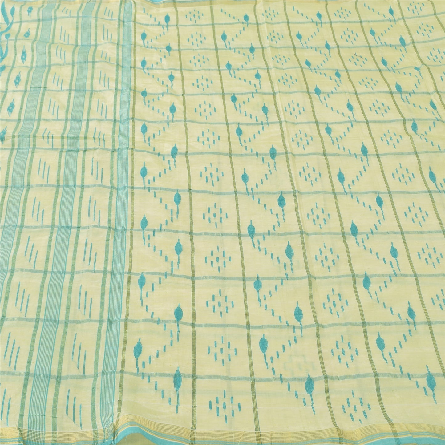 Sanskriti Vintage Indian Ivory Sarees Blend Silk Woven Tant Premium Sari Sustainable Fabric