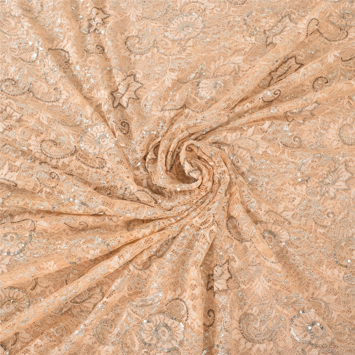 Sanskriti Vintage Peach Sarees Art Silk Hand Beaded Bollywood Sari Craft Sustainable Fabric