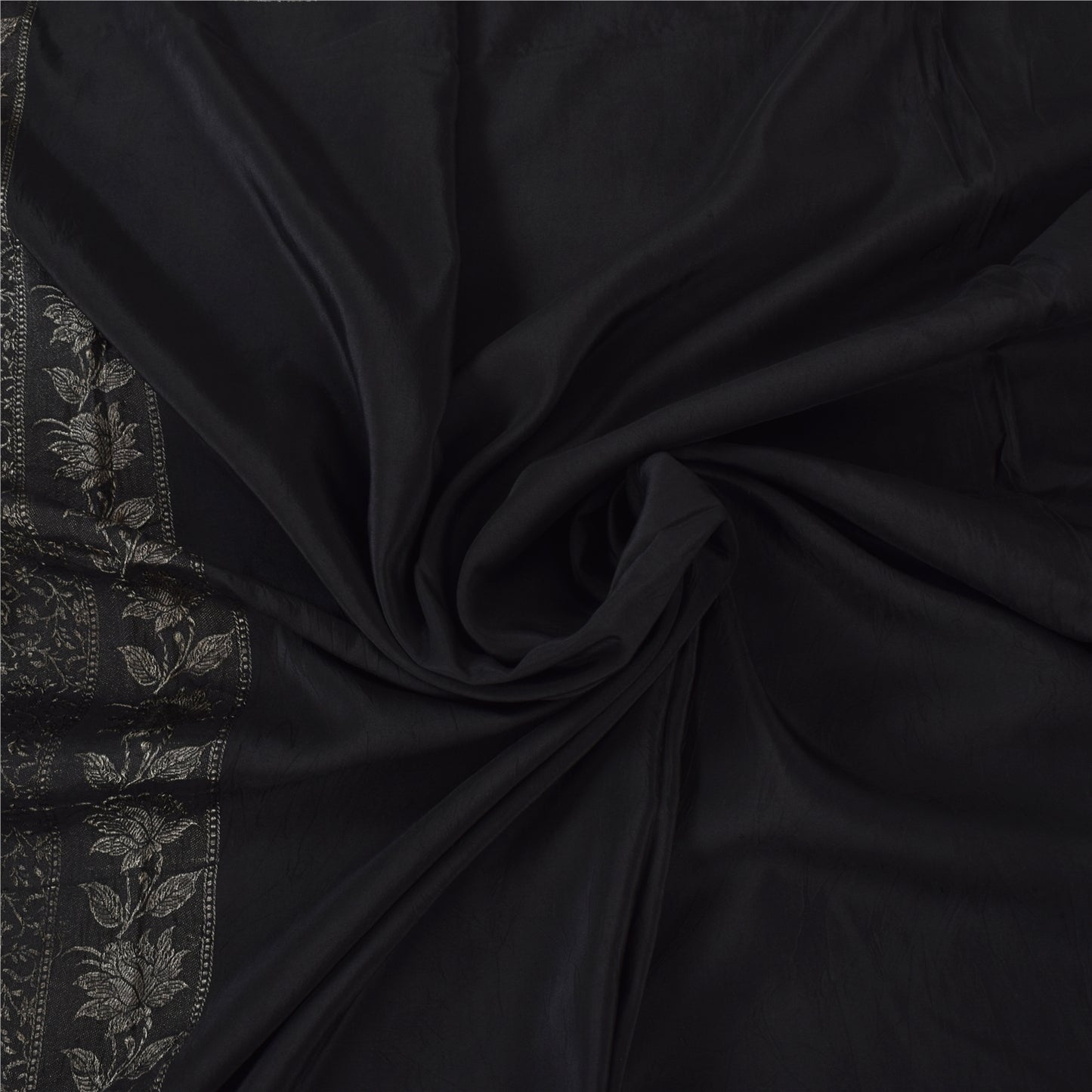 Sanskriti Vintage Indian Black Sarees Pure Silk Woven Premium Sari Craft Fabric