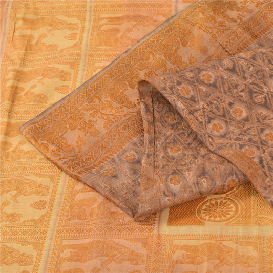 Sanskriti Vintage Mauve Sarees Blend Silk Woven Baluchari Sari Craft Sustainable Fabric