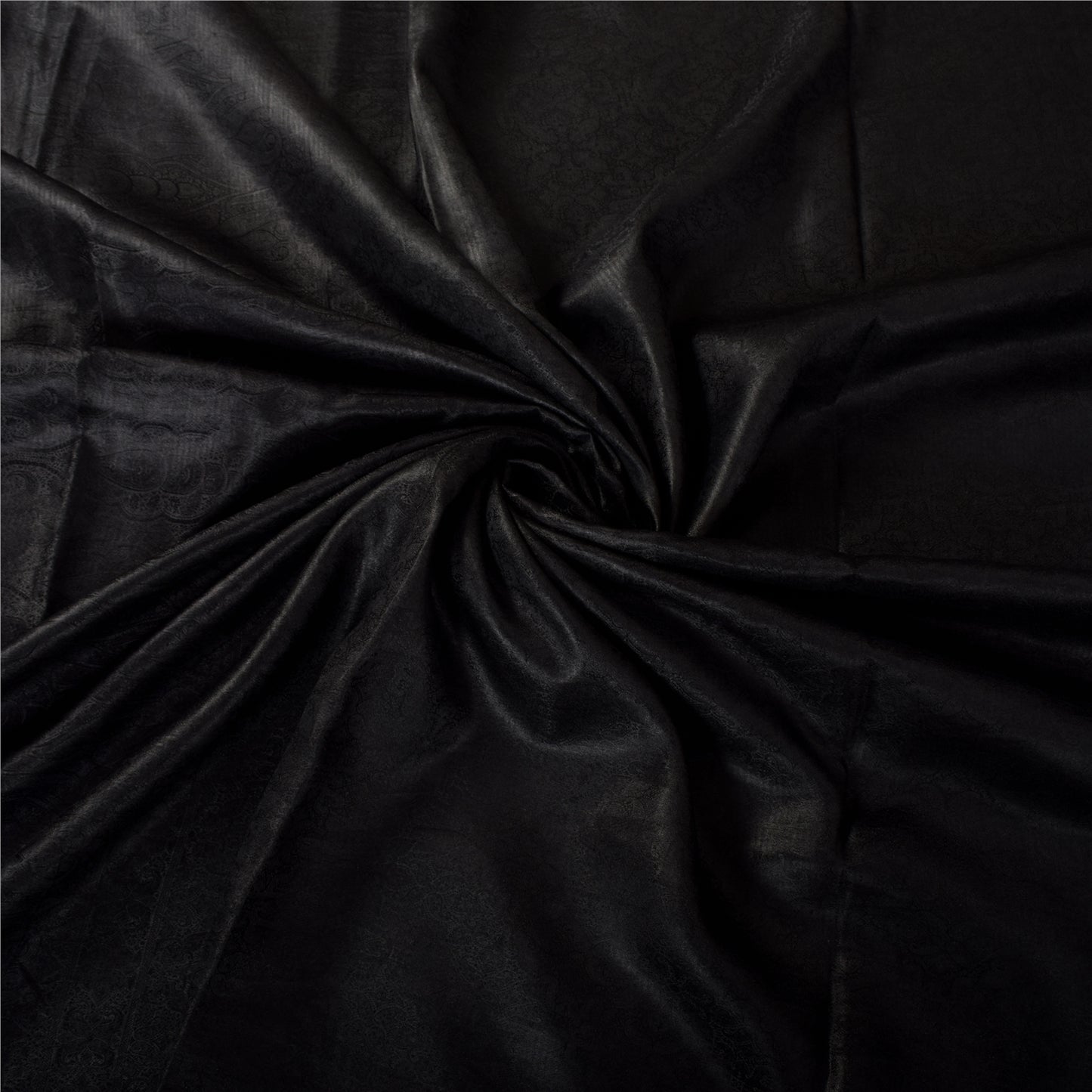 Sanskriti Vintage Black Sarees Pure Satin Silk Sari Woven Premium Craft Fabric