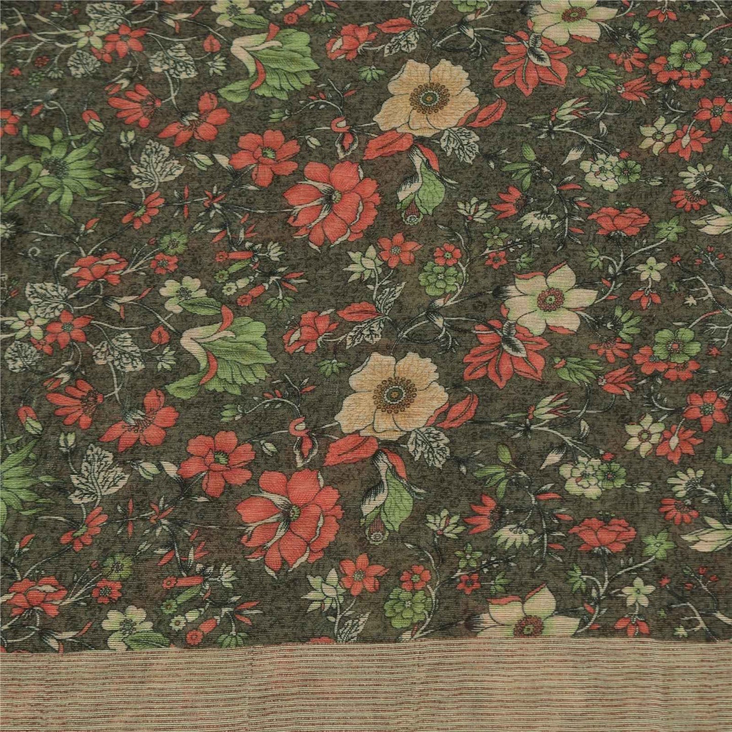 Sanskriti Vintage Gray Sarees Art Silk Printed Woven Premium Sari Craft Fabric