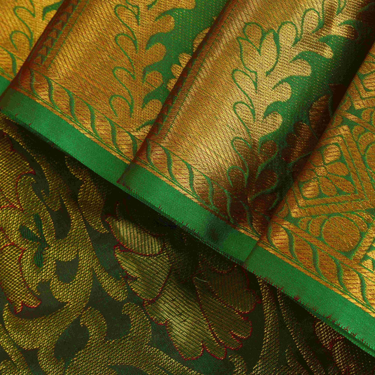 Sanskriti Vintage Red-Green Art Silk Saree Golden Woven Sari 5.5 Craft Fabric