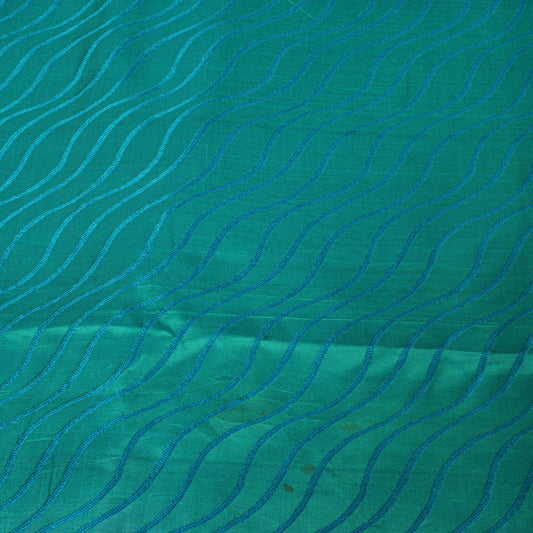 Sanskriti Vintage Saree Blue Pure Silk Brocade Zari Hand Woven Sari 5.5 Yd Craft