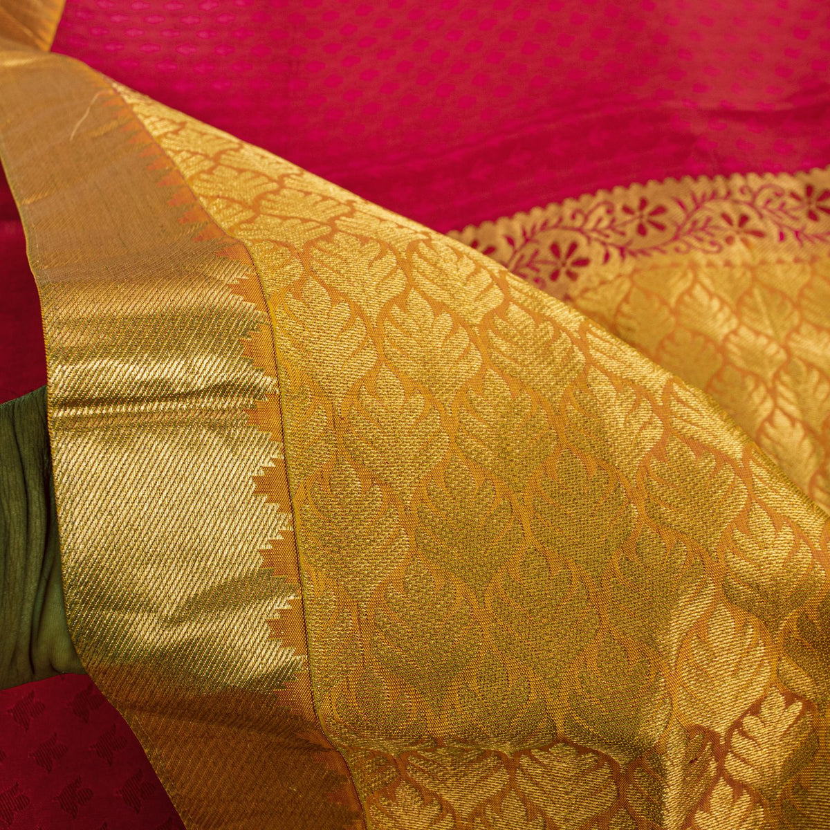 Sanskriti Vintage Pink Cotton Silk Kanjivaram Saree Fabric Hand Woven Zari Sari