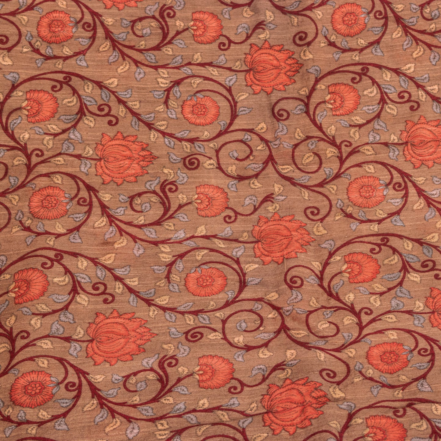 Sanskriti Vintage Saree Brown Blend Silk Kalamkari Style-Zari Woven Sari Fabric