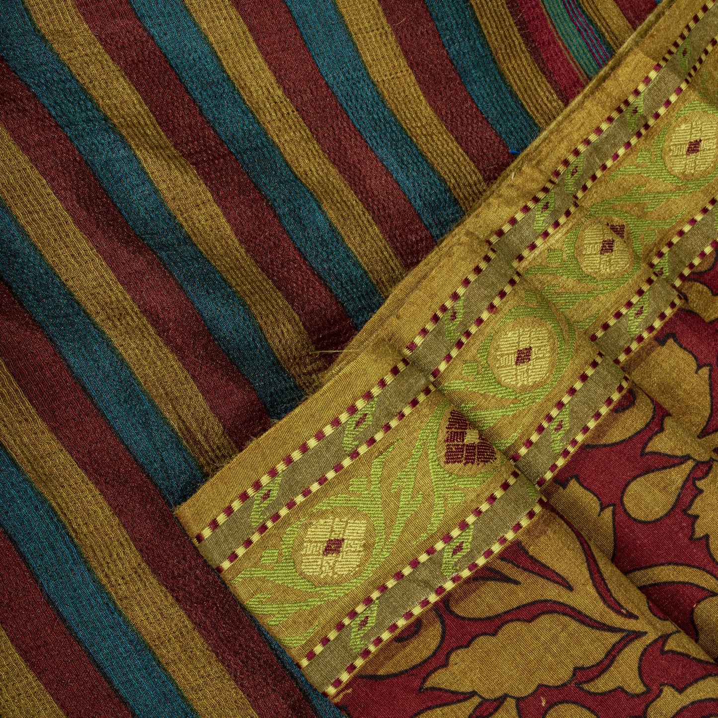 Sanskriti Vintage Saree Red 100% Pure Silk Woven-Floral Print Premium 5+Yd Sari