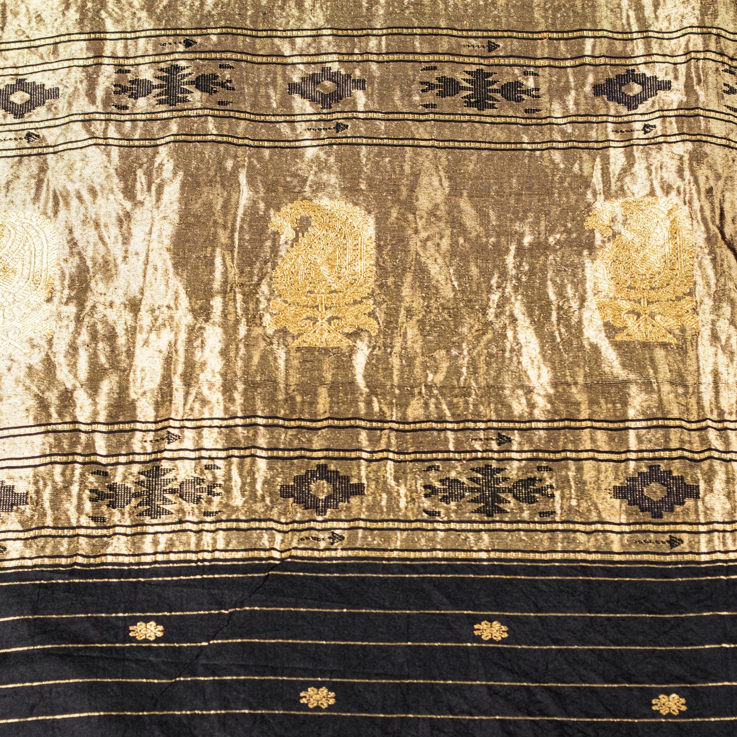 Sanskriti Vintage Blue Pure Silk Saree Brocade Zari Handmade 5+YD Paisley Fabric