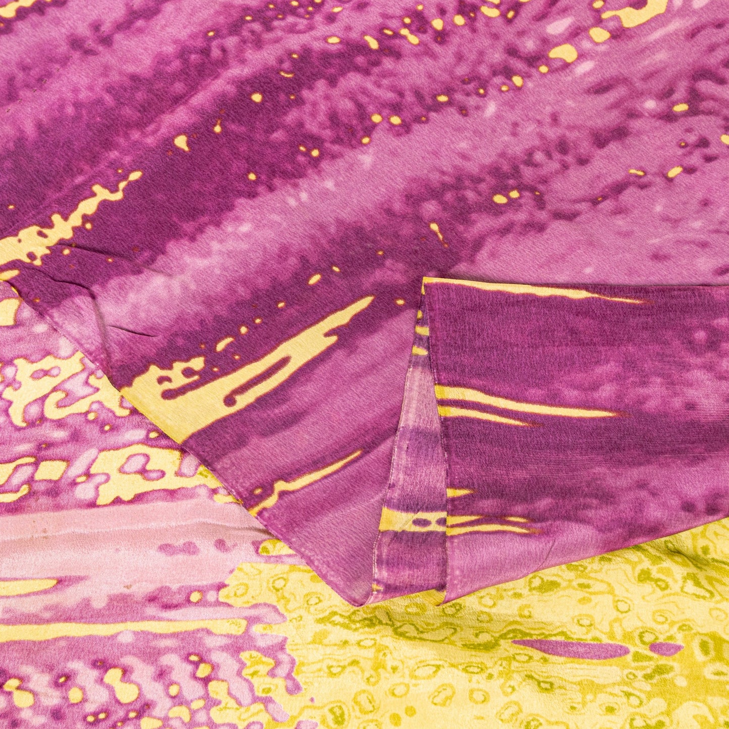 Sanskriti Vintage Satyapaul Saree Purple-Yellow 100% Pure Crepe Silk Sari Tie-Dye Saree 6 Yard Home Decor, Sewing, Upcycling, DIY Projects