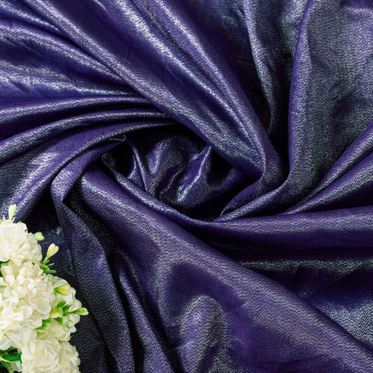 Sanskriti Vintage Purple Saree With Blouse Piece 100% Pure Silk Brocade Woven Saree 5.5+Yd Floral Fabric For Crafting, Upcycling, Wearing