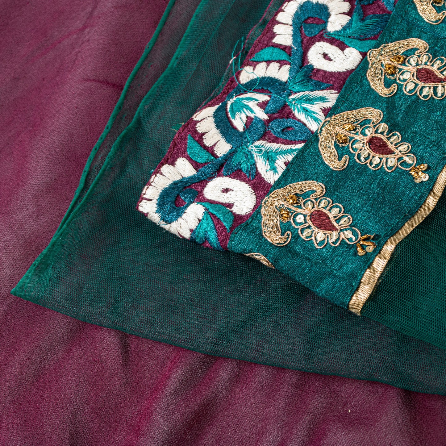 Sanskriti Vintage Purple Pure Georgette Saree Handmade 5+YD Fabric & Blouse Pc