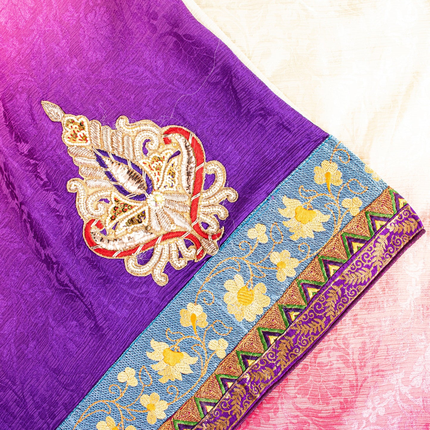 Sanskriti Vintage Sarees With Blouse Piece 100% Pure Silk Multicolor Saree Embroidered Zardozi Dabka, Glass Beaded Woven 5.5+Yd Fabric
