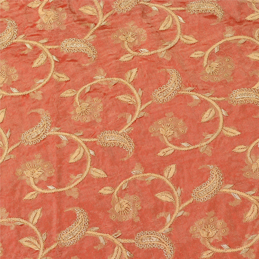 Sanskriti New Orange Pure Silk Unstitched Lehenga Hand Embroidered Zardozi