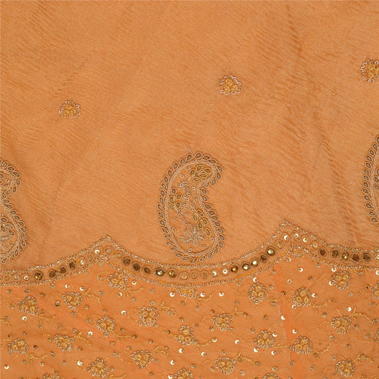 Sanskriti New Peach Pure Silk Unstitched Bridal Lehenga Hand Embroidered Zardozi