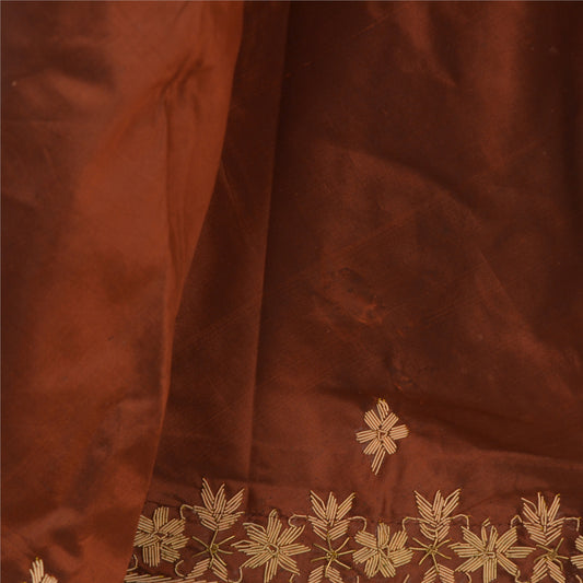 Sanskriti Vintage Brown Pure Silk Stitch Indian Lehenga Hand Embroidered Zardozi