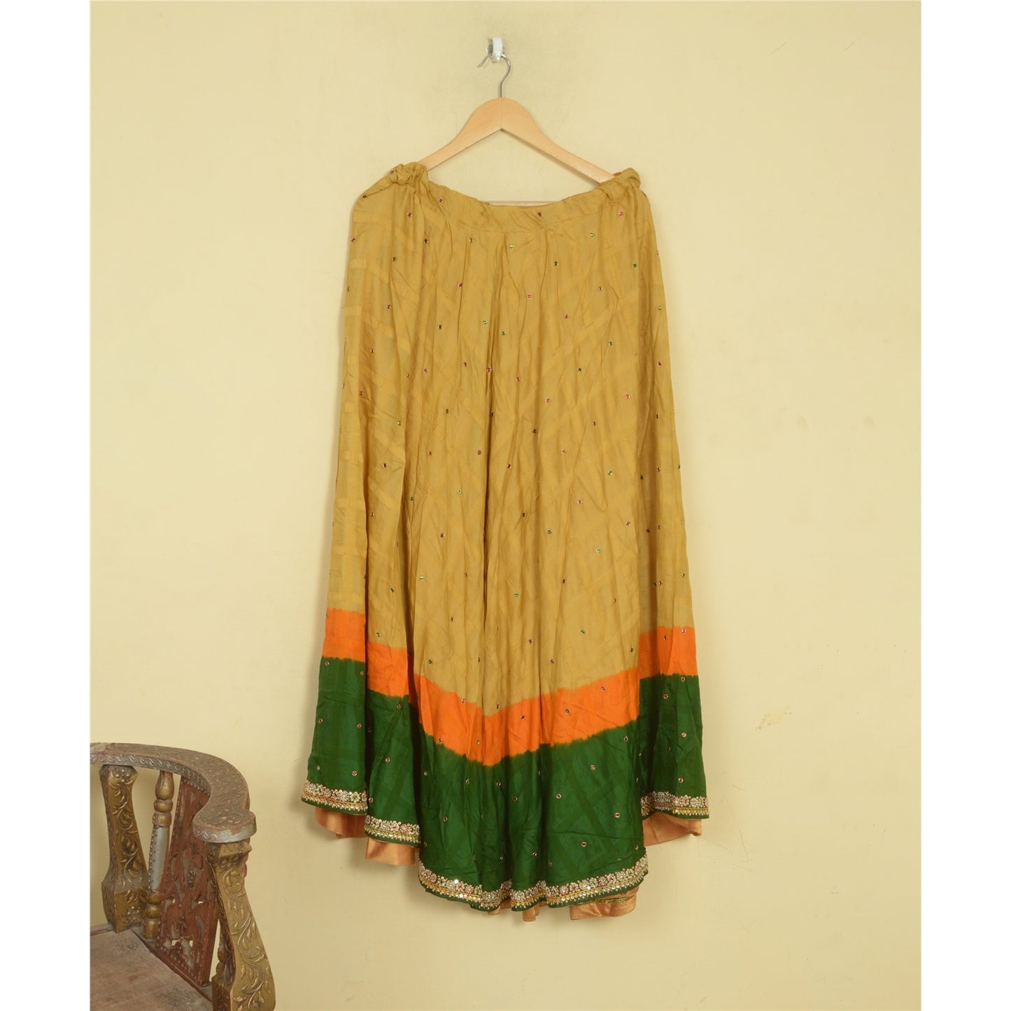 Sanskriti Vintage Yellow Pure Silk Stitched Wedding Lehenga Hand Embroidered