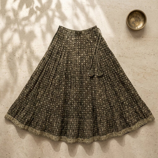 Sanskriti Vintage Brown Pure Silk Stitched Lehenga Hand Embroidery Zardozi Zari